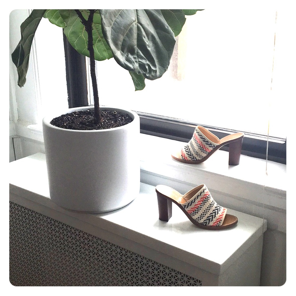 Unique woven heeled mules by J Crew